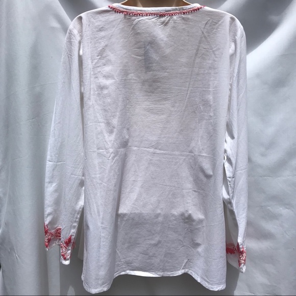 Nina Lightweight Cotton Shirt w/Pink Embroidery - Picture 2 of 6